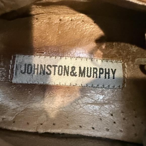 Johnston & Murphy Shoes Mens Size 9.5 Brown Leather Wingtip Brogue Oxford Dress
